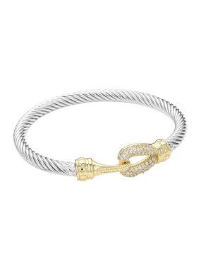 Tigerstars Gold CZ Pave Hook Clasp Braided Bracelet